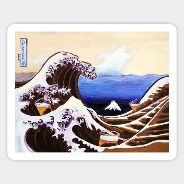 Great Beer Wave of Kanagawa Sticker by realartisbetter